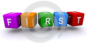 First word block on white