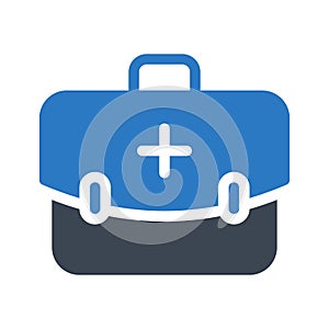 Firstaid bag glyph color flat vector icon