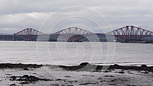 Firth of Forth estuary and the Forth Rail bridge in the morning