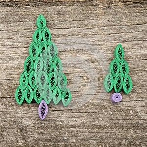 Firtrees made with quilling technique