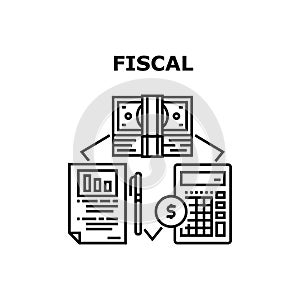 Fiscal Finance Vector Concept Black Illustration
