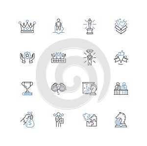 Fiscal success line icons collection. Profitability, Revenue, Gain, Income, Growth, Wealth, Budgeting vector and linear