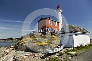 Fisgard Lighthouse and Fishing Boat Victoria Vancouver Island