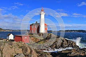 Fisgard Lighthouse on Stormy Day, Fort Rodd Hill National Historic Site, Victoria, Vancouver Island, British Columbia