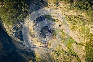 Fisgas de ermelo waterfall drone aerial view in Mondim de Basto