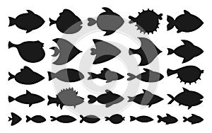 Fish abstract tropical silhouette print seal set exotic aquarium animals shape nautical stamp print