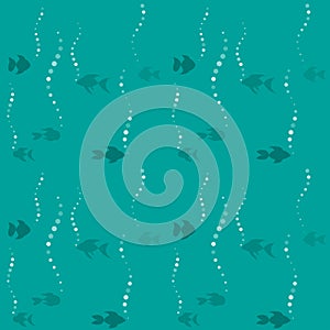 Fish and air bubbles - sea vector pattern