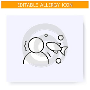 Fish allergy line icon. Editable illustration