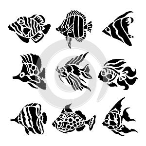 Fish Animal Aquatic Black Silhouette Illustration Vector