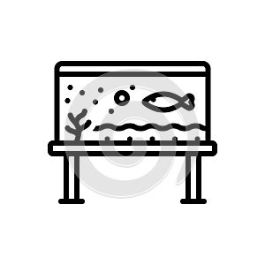 Black line icon for Fish In Aqarium, water and seafood