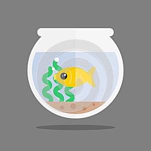 Fish in an aquarium. Modern flat style