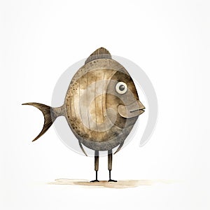 Fish Art By Jon Klassen - Full Body Illustration On White Background