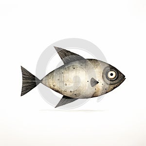 Fish Art By Jon Klassen: A Full-body Perspective On A White Background