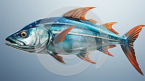 Fish Atlantic bonito on the sea. generative ai photo