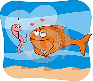 Fish and bait in love photo
