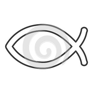 Fish of believers thin line icon, Happy Easter concept, Symbol of Christianity on white background, Jesus fish symbol in