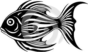 Fish - black and white isolated icon - vector illustration