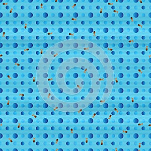 Fish blue dot background seamless pattern