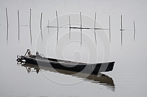 A fish boat on the Taung Tha Man Lake