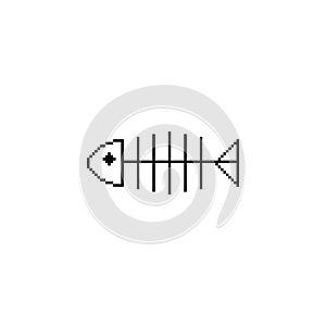 Fish Bone Logo Icon in Pixel Art