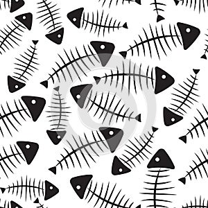 Fish Bone Seamless Pattern Background Vector