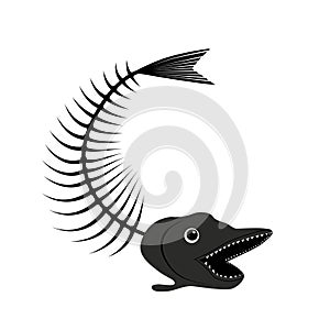Fish bone vector icon skeleton