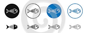 Fish bone thin line vector icon set