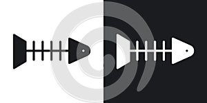 Fish bone thin line vector icon set