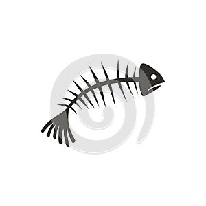 Fish bones icon, flat style