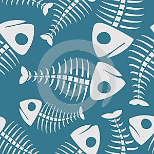 Fish bones seamless pattern. fishy Skeleton background