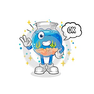 Fish bowl agree mascot. cartoon vector