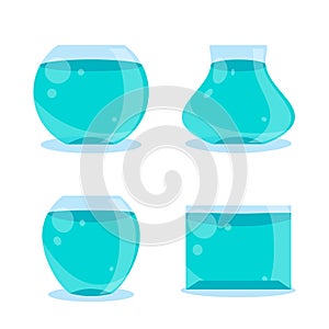 Fish bowl, aquarium or fish tank cartoon vector illustration