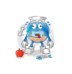 Fish bowl burp mascot. cartoon vector