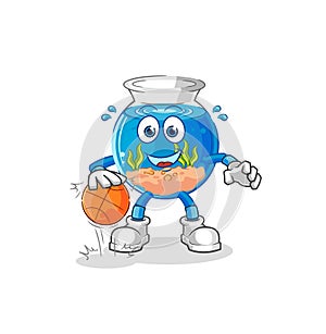 Fish bowl dribble basketball character. cartoon mascot vector