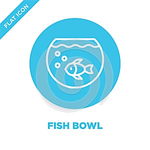 fish bowl icon vector from furnitures collection. Thin line fish bowl outline icon vector  illustration. Linear symbol for use on