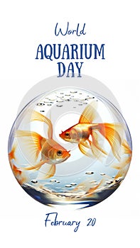 A fish bowl with three goldfish in it. World Aquarium Day.