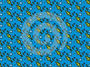 Fish and bubbles pattern