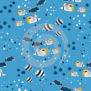 Fish and bubbles seamless pattern