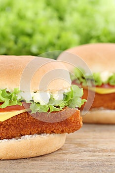 Fish burger fishburger hamburger closeup close up tomatoes