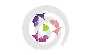 Fish button play logo icon vector