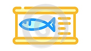 fish canned food color icon animation
