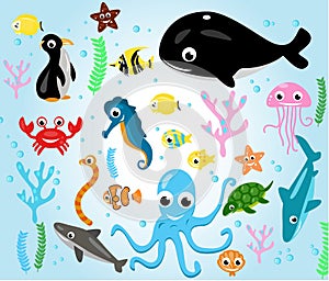 Fish cartoon sea creatures