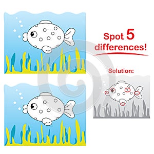 Fish cartoon: Spot 5 differences!