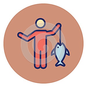 Fish casting, fish catching Vector Icon which can easily edit