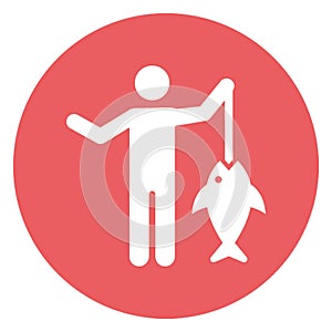 Fish casting, fish catching Vector Icon which can easily edit