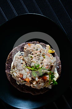 Fish Ceviche on Blue Corn Tostadas, Mexican Food