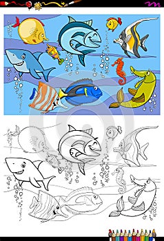 Fish characters group color book