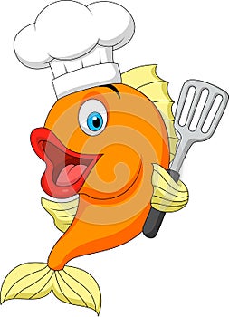 Fish chef cartoon