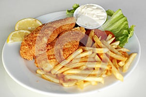 Fish and chips in a plate