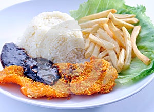 Fish & chips with rice